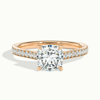 Bague de fiançailles en diamants pavés sertis canal en moissanite taille coussin de 1,50 ct