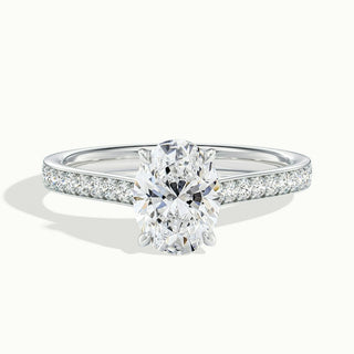 1.50CT Oval Cut Channel Set Pave Moissanite Engagement Ring