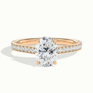 1.50CT Oval Cut Channel Set Pave Moissanite Engagement Ring