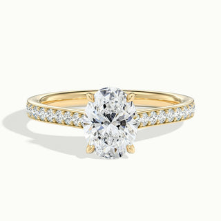 1.50CT Oval Cut Channel Set Pave Moissanite Engagement Ring