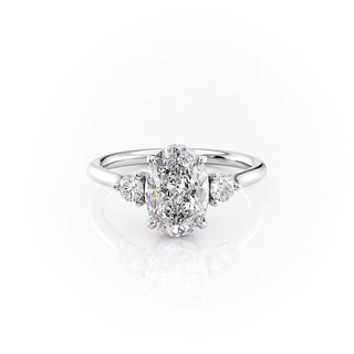 1.50-3.50 CT Oval CVD Diamond Three Stones Engagement Ring