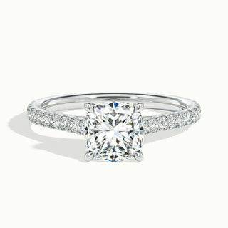 Bague de fiançailles avec diamants pavés en moissanite taille coussin de 1,50 ct