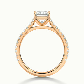 Bague de fiançailles avec diamants en moissanite pavés taille émeraude de 1,0 ct