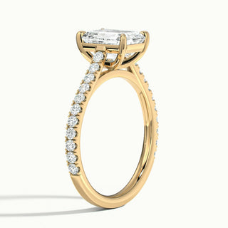 Anillo de compromiso con diamantes de moissanita pavé de talla esmeralda de 1,0 ct