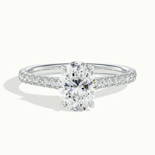 1.50CT Oval Cut Pave Moissanite Diamond Engagement Ring