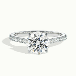 Bague de fiançailles pavée de moissanite et de diamants taille ronde de 1,0 ct pour elle