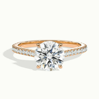 Bague de fiançailles pavée de moissanite et de diamants taille ronde de 1,0 ct pour elle