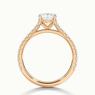 Anillo de compromiso pavé de moissanita con diamantes de talla redonda de 1,0 ct para ella