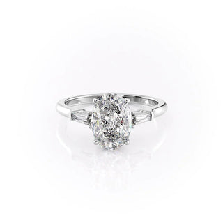 1.50 CT-3.50 CT Oval F/VS1 CVD Diamond Three Stone Engagement Ring