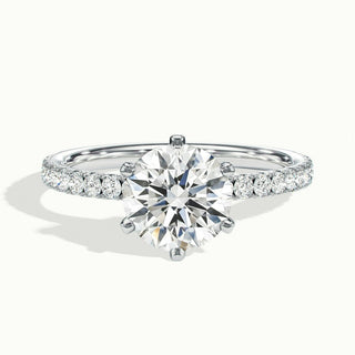 Bague de fiançailles avec diamants pavés en moissanite à taille ronde de 1,50 ct