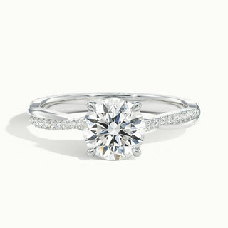 Bague de fiançailles avec diamant Moissanite taille ronde 1,0 ct et tige Infinity