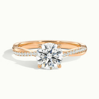 Bague de fiançailles avec diamant Moissanite taille ronde 1,0 ct et tige Infinity