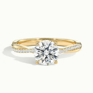 Bague de fiançailles avec diamant Moissanite taille ronde 1,0 ct et tige Infinity