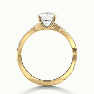 Bague de fiançailles avec diamant Moissanite taille ronde 1,0 ct et tige Infinity