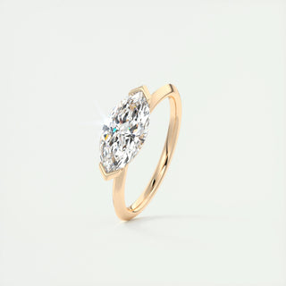 Anillo de compromiso con diamante solitario en engaste marquesa de 1,0 a 3,0 ct