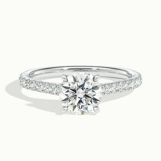 Bague de fiançailles avec diamants en moissanite à taille ronde pavée de 1,50 ct