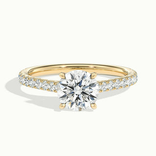 Bague de fiançailles avec diamants en moissanite à taille ronde pavée de 1,50 ct