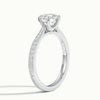 1.0CT Round Cut Channel Set Pave Moissanite Engagement Ring