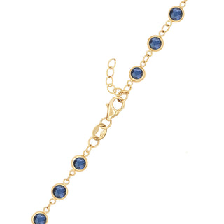 4.50CT Bezel Round Sapphire Diamond September Birthstone Bracelet