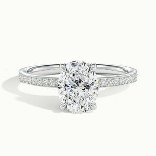 1.50CT Oval Cut Channel Set Pave Diamond Moissanite Engagement Ring