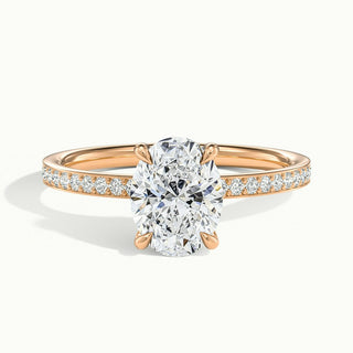 1.50CT Oval Cut Channel Set Pave Diamond Moissanite Engagement Ring