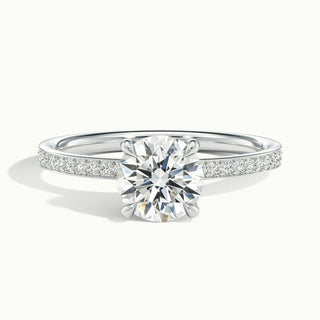 2.0CT Round Cut Channel Set Pave Moissanite Diamond Engagement Ring