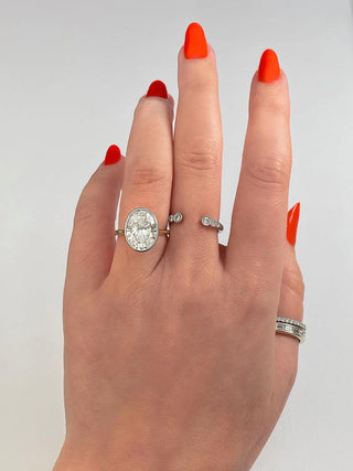 Bague de fiançailles avec lunette en moissanite de forme ovale de 1,91 ct