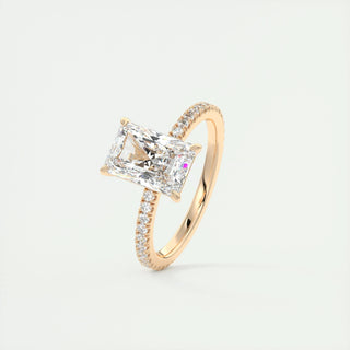 1.0-3.0 ct Radiant Diamond Pave Style Engagement Ring