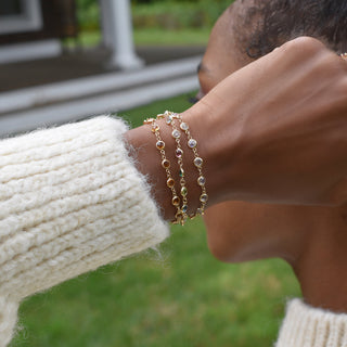 Bracelet avec pierre de naissance de novembre et diamants en citrine ronde de 4,50 ct