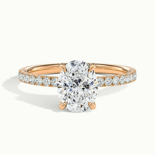 Bague de fiançailles en moissanite avec halo caché de diamants à taille ovale de 1,50 ct