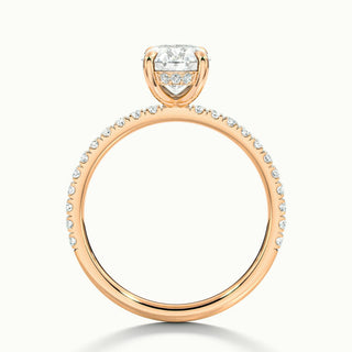 Bague de fiançailles en moissanite avec halo caché de diamants à taille ovale de 1,50 ct