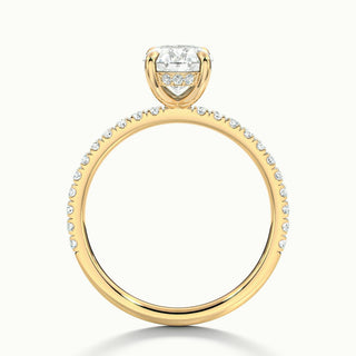 Bague de fiançailles en moissanite avec halo caché de diamants à taille ovale de 1,50 ct