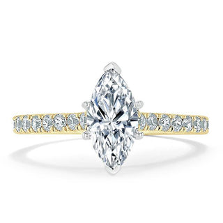 Bague de fiançailles avec solitaire pavé de moissanite taille marquise de 1,0 ct