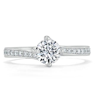 Bague de fiançailles solitaire à taille ronde et pavée de moissanite de 0,75 ct