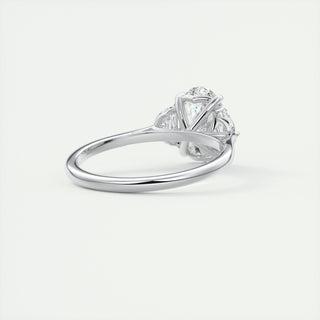 2.0CT Oval Four Prong Moissanite Diamond Three Stone Engagement Ring