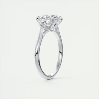 2.0CT Oval Four Prong Moissanite Diamond Three Stone Engagement Ring