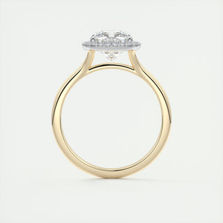 2CT Cushion Halo Moissanite Diamond Two Tone Engagement Ring With Solitaire Setting