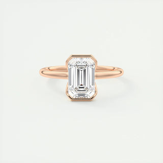 Bague de fiançailles avec lunette en moissanite en forme d'émeraude de 1,91 ct