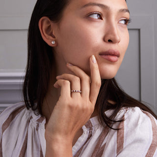 Bague avec pierre de naissance du mois de juillet et diamants en rubis rond de 0,40 ct