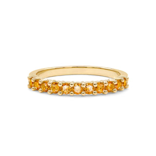 1.32CT Round Citrine Diamond November Birthstone Band