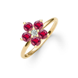 Bague avec pierre de naissance du mois de juillet et diamants en rubis rond de 1,25 ct