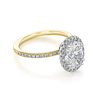 1.93CT Oval Cut Halo Moissanite Engagement Ring in 18K Yellow Gold