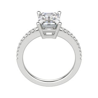 Bague de fiançailles solitaire en émeraude et moissanite de 2,30 ct avec sertissage pavé