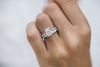 2.0 CT Radiant Solitaire & Pave Moissanite Engagement Ring