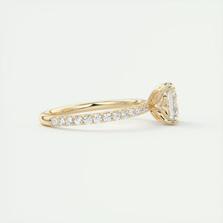 Anillo de compromiso con diamantes Asscher de 1,0 a 3,0 ct con engaste pavé