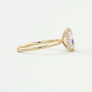 Anillo de compromiso con diamantes Radiant F-VS1 de 1,0 CT a 3,0 CT con engaste de halo oculto