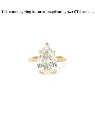 1.50 CT -4.24 CT Pear CVD Diamond solitaire Engagement Ring