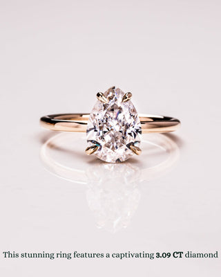 1.09 - 3.09 CT Pear CVD Diamond Hidden Halo Engagement Ring