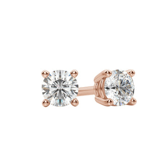 Boucles d'oreilles à tige solitaire en moissanite à taille ronde de 0,50 TCW à 1,0 TCW