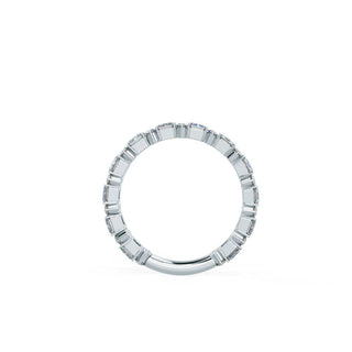 Emerald Cut & Round Moissanite 3/4Eternity Wedding Band